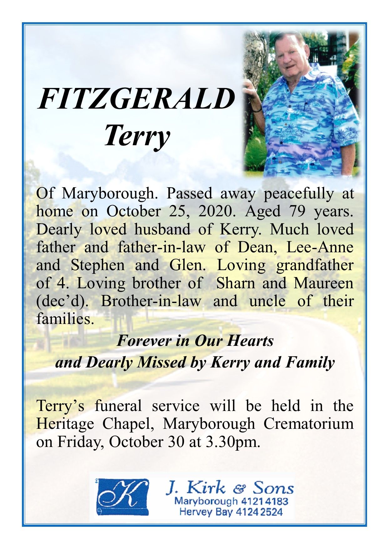 Funeral Notices and Memorials Hervey Bay and Maryborough