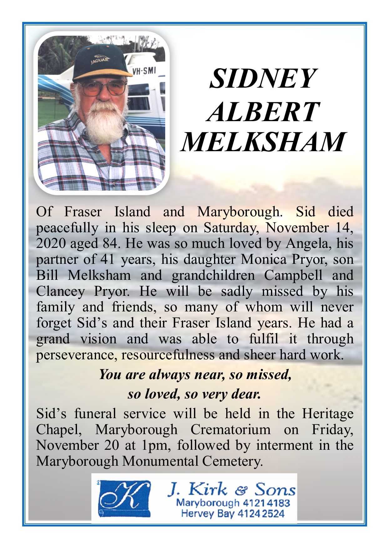 Funeral Notices and Memorials Hervey Bay and Maryborough