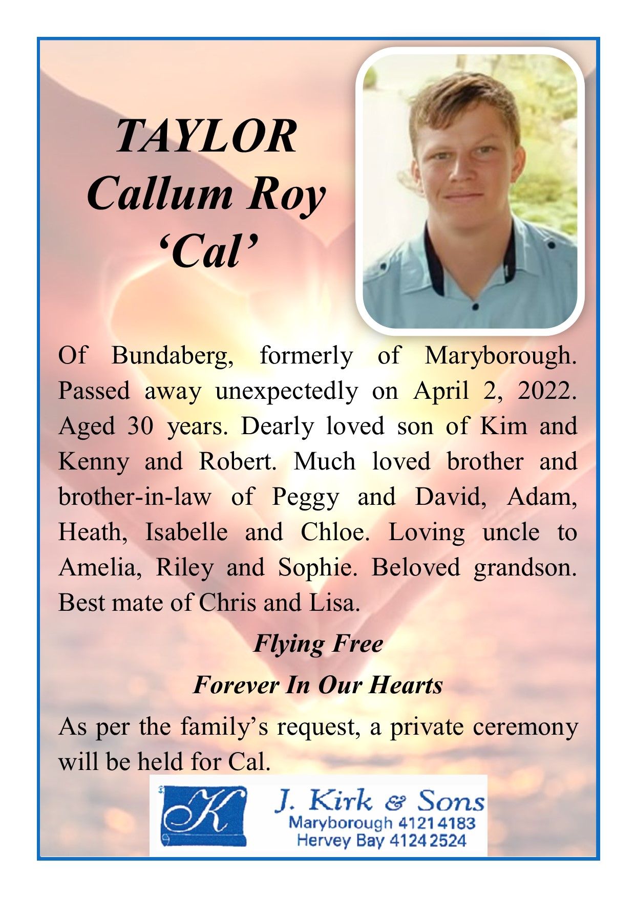 Funeral Notices and Memorials | Hervey Bay and Maryborough