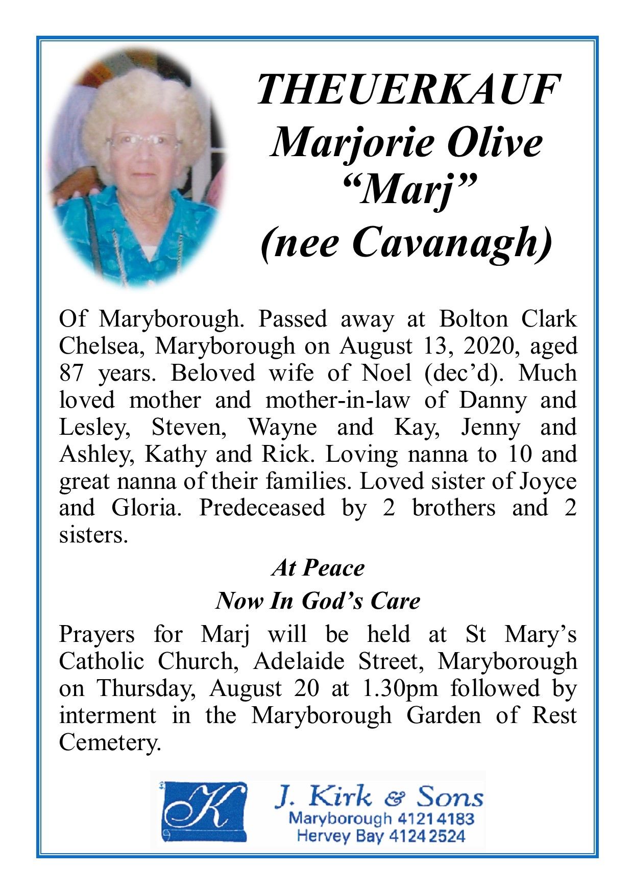 Funeral Notices and Memorials Hervey Bay and Maryborough Funeral Notices and Memorials Hervey Bay and Maryborough