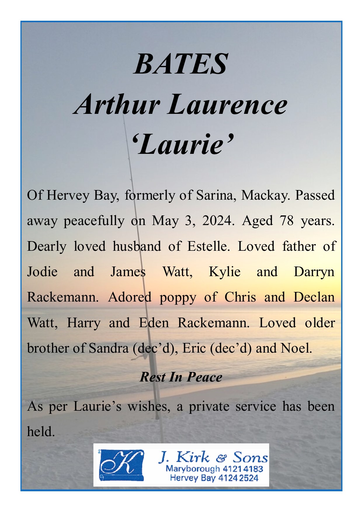 Funeral Notices and Memorials Hervey Bay and Maryborough